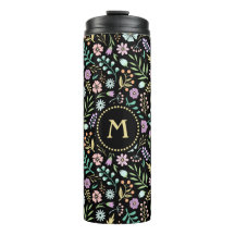 Monogram Blommigt Whimsical Boho Thermal Tumbler
