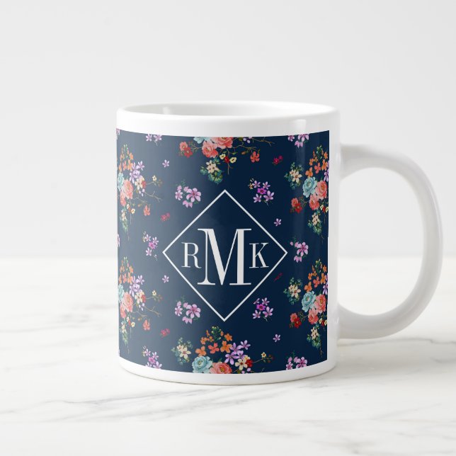 Monogram| Blommönstret Bukett med rosor Jumbo Mugg (Höger)