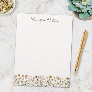 Monogram Blommor Vattenfärg Äng Blommig Brevhuvud