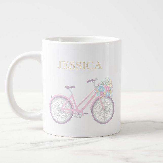 Monogram blomstercykel Pastel Jumbo Mugg (Vänster)