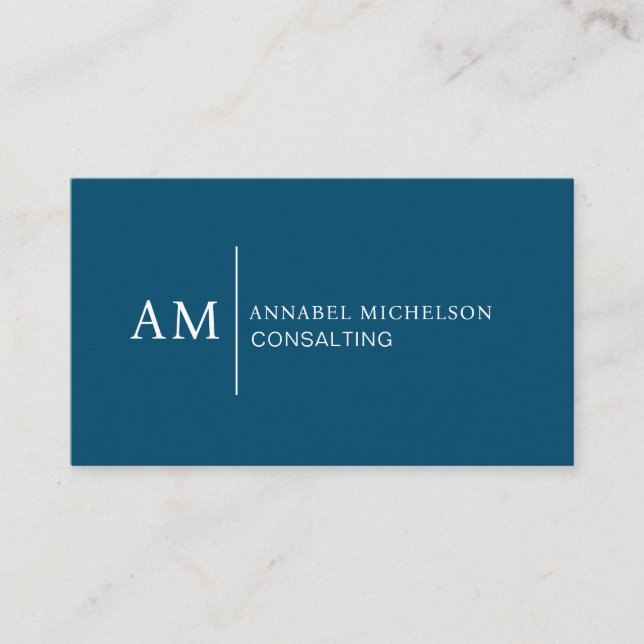 Monogram Blue-Affärskort Visitkort (Framsida)