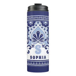 Monogram Blue and White Mexican Talavera Tile