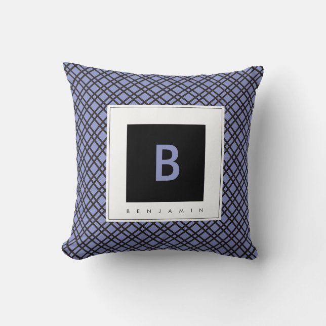 Monogram Blue & Black Play Dekorativ kudde (Framsida)