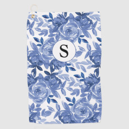 Monogram Blue Blommigt Botanical Mönster