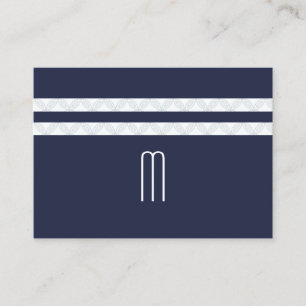 Monogram Blue/Blommigt Rand Mönster Visitkort