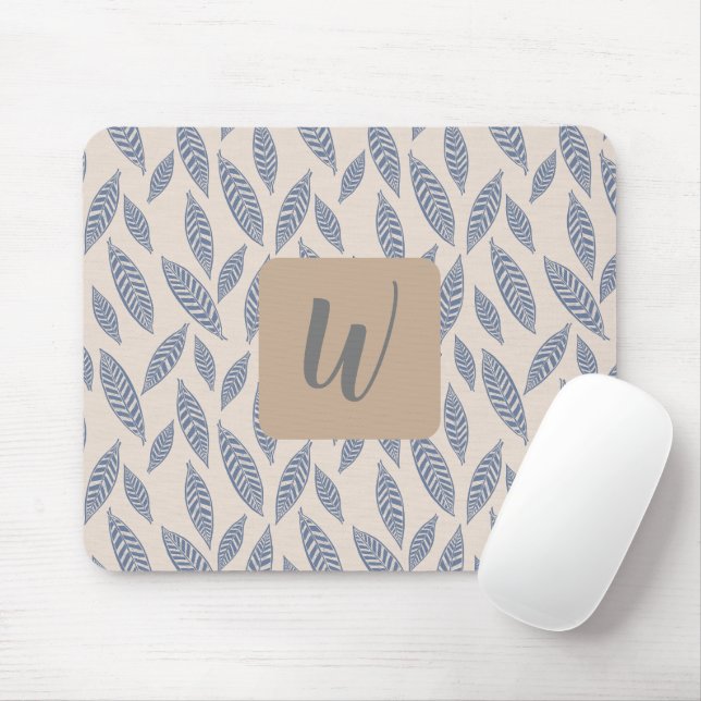 Monogram Blue Botanical Löv Mouse Pad Musmatta (Med mus)