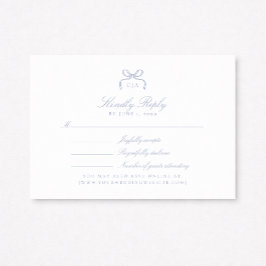 Monogram Blue Bow Wedding RSVP Card OSA Kort