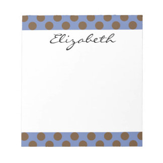 Monogram Blue Brown Cute Chic Polka Dot Mönster Anteckningsblock