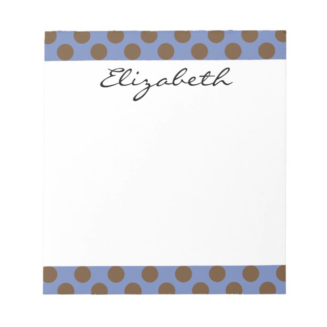 Monogram Blue Brown Cute Chic Polka Dot Mönster Anteckningsblock (Framsida)