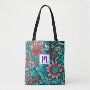 Monogram Blue Flowers Tygkasse