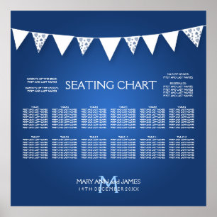 Monogram Blue för Kärlek-bindningsschemat i bröllo Poster