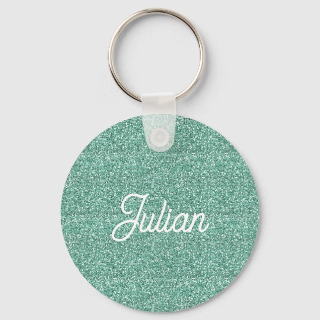 Monogram Blue glitter gnistra Nyckelring (Framsida)