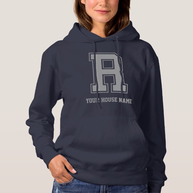 Monogram Blue Grått College House Initial R T Shirt (Framsida)