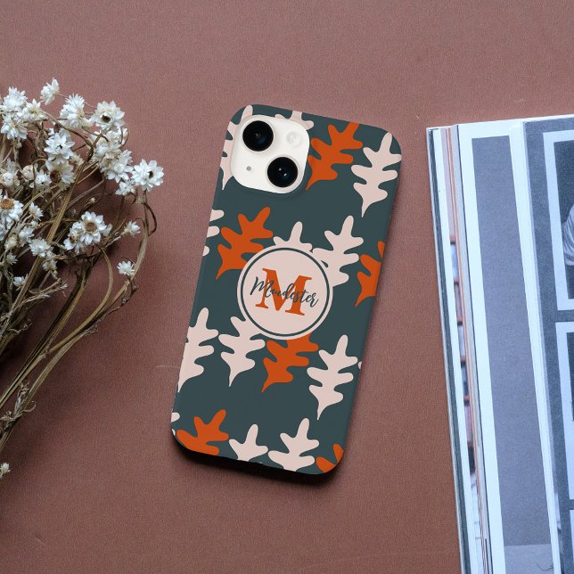 Monogram Blue, Grått & Orange Abstrakt Art Mönster (Skapare uppladdad)