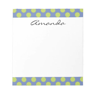 Monogram Blue Grönt Cute Chic Polka Dot Mönster Anteckningsblock