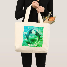 Monogram Blue & Grönt Dolphins Ocean | Jumbo Tygkasse
