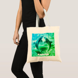 Monogram Blue & Grönt Dolphins Ocean | Tygkasse