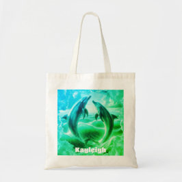 Monogram Blue & Grönt Dolphins Ocean | Tygkasse