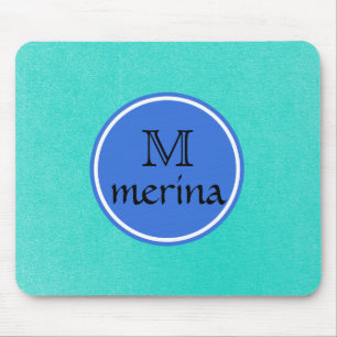 Monogram Blue Grönt Guld Circle Musmatta