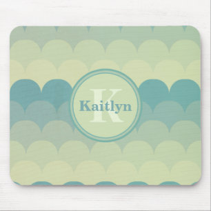 Monogram Blue Grönt Wave Mönster Musmatta