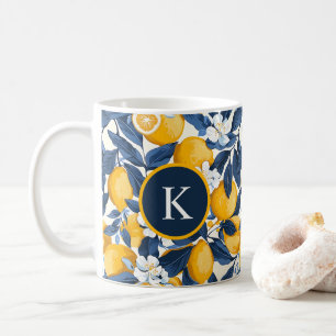 Monogram Blue Gult Lemon Citrus Kaffemugg