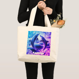 Monogram Blue & Lila Dolphins Ocean | Jumbo Tygkasse