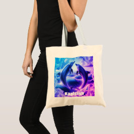 Monogram Blue & Lila Dolphins Ocean | Tygkasse
