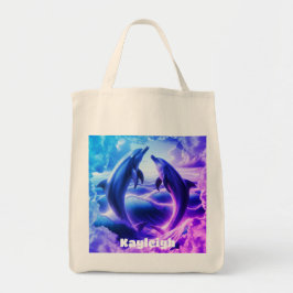 Monogram Blue & Lila Dolphins Ocean | Tygkasse