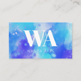 Monogram Blue Lila Watercolor Artist Visitkort