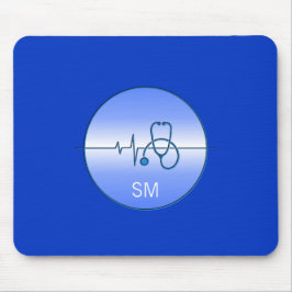 Monogram Blue Medical Stethoscope Heartslag Musmatta