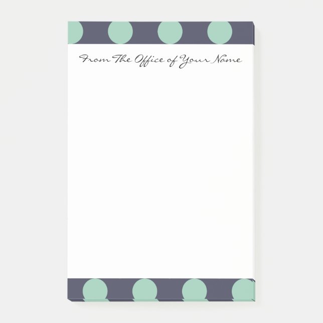 Monogram Blue Mint Grönt Polka Dot Mönster Post-it Block (Framsida)