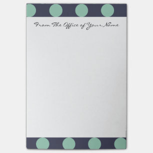 Monogram Blue Mint Grönt Polka Dot Mönster Post-it Block