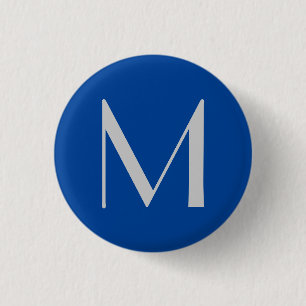 Monogram Blue Modern Lägg till ditt namn från börj Knapp
