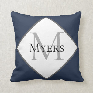 Monogram Blue Nautical Dekorativ kudde