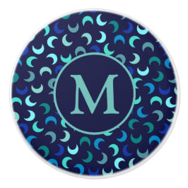 Monogram Blue New Måne Mönster Knopp