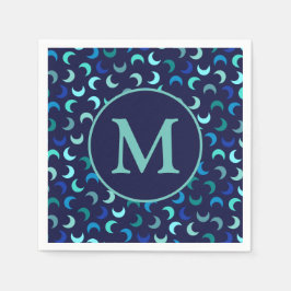 Monogram Blue New Måne Mönster Pappersservett