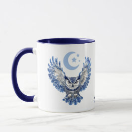 Monogram Blue Night Owl and Moon Mugg