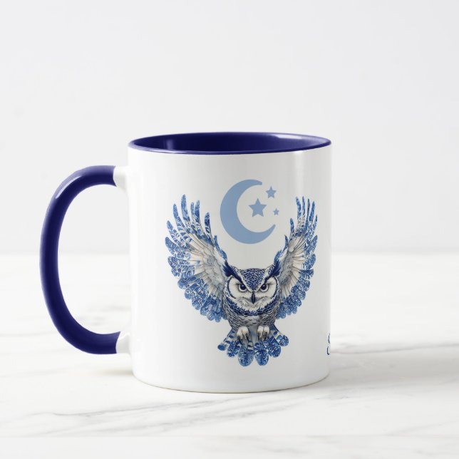 Monogram Blue Night Owl and Moon Mugg (Vänster)