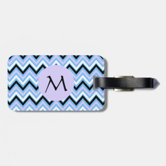 Monogram Blue och Lilac Chevron Mönster Bagagebricka