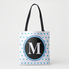 Monogram Blue Polka dots Tygkasse