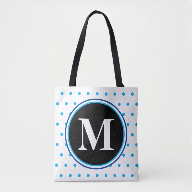 Monogram Blue Polka dots Tygkasse (Framsida)
