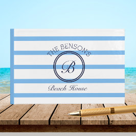 Monogram Blue Rand Namn Beach House Guest Bok