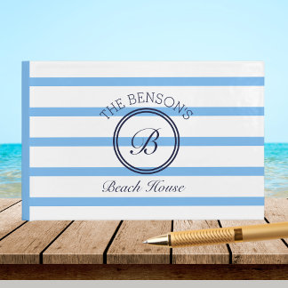 Monogram Blue Rand Namn Beach House Guest Bok