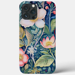Monogram Blue, Red and Rosa Blommigt Greenery