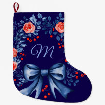 Monogram Blue Röd ros jul