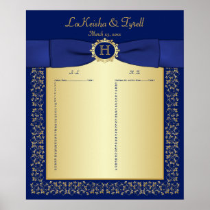 Monogram Blue, sätet Bord i Guld Blommigt Poster 2