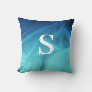 Monogram Blue Satin Kudde