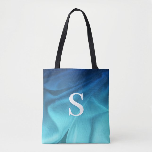 Monogram Blue Satin Tygkasse (Framsida)