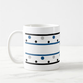 Monogram Blue Silver Black Polka dots Två-Tonad Mugg