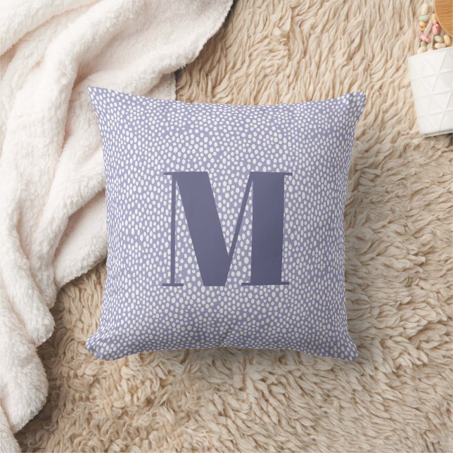 Monogram Blue Simple Painted Dots Pattern Kudde (Filt)